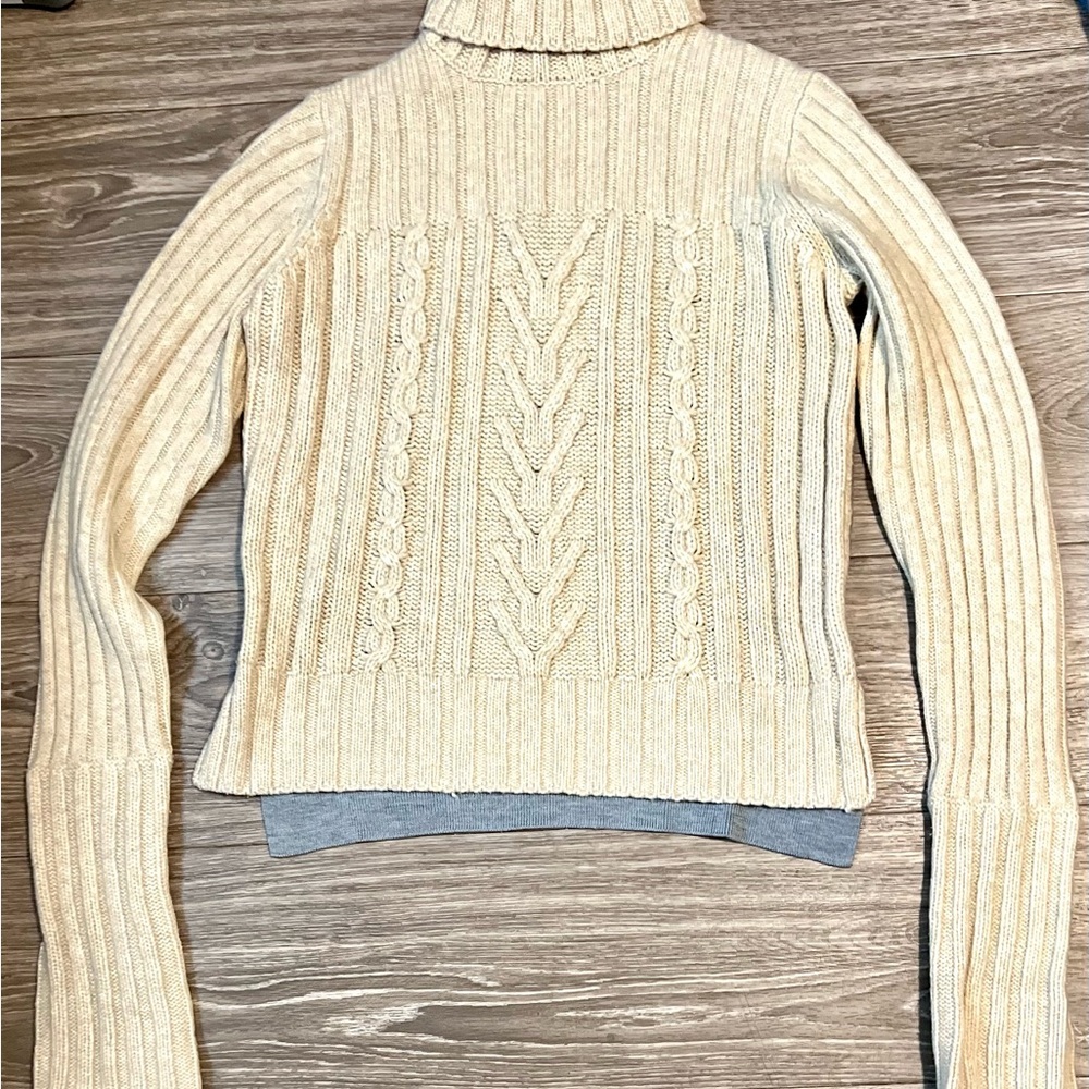 Tory Burch Cream Chunky wool Blend Knit Turtleneck Sweater - Picture 1 of 4